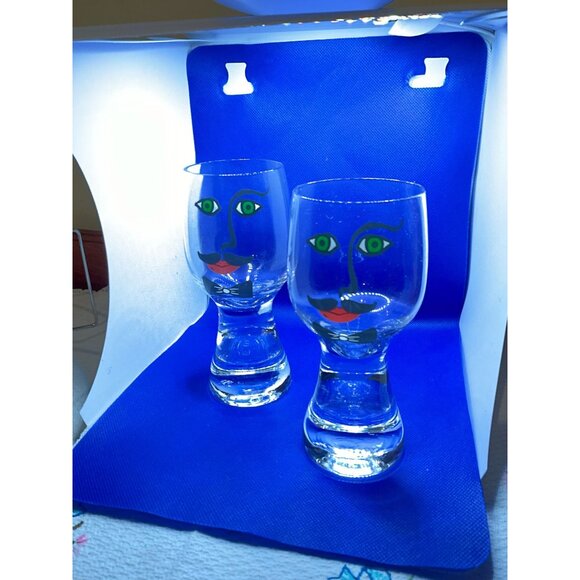 VTG Glasbruk Kosta Sweden Renate Stock Design Man Bar Glasses - Set Of 2 - Picture 7 of 8
